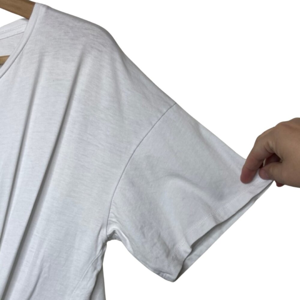 ZARA | White Short Sleeve Cropped Tie Front Top | Size L - Picture 3 of 10